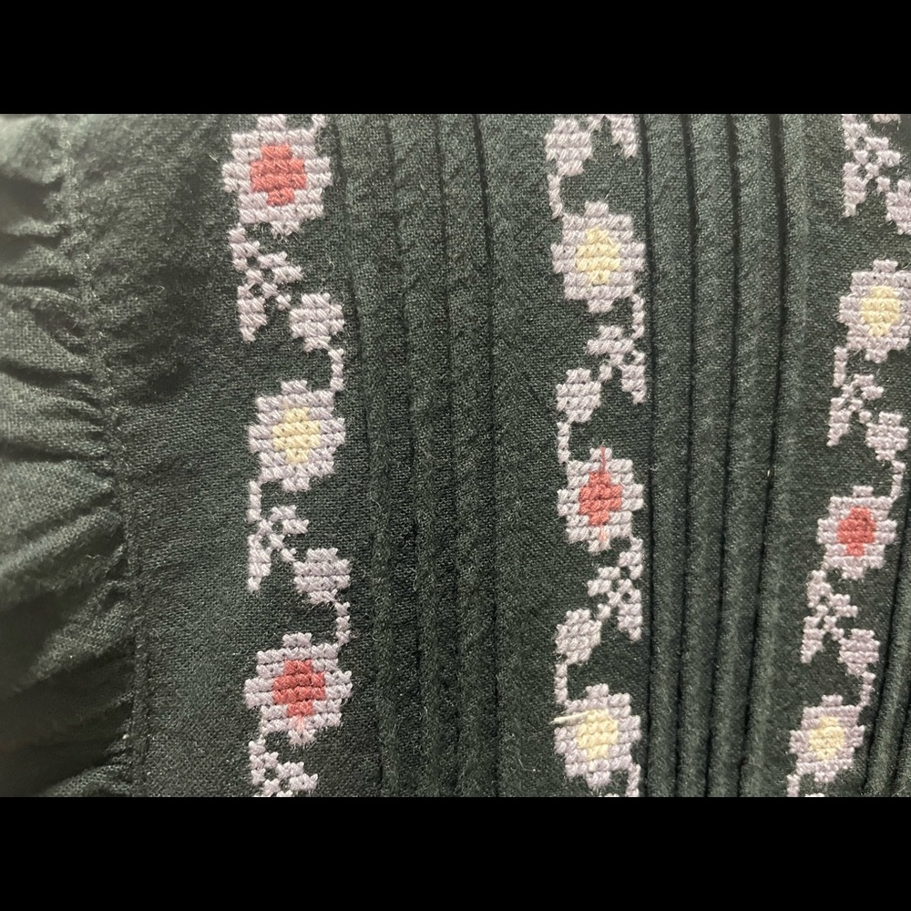 Embroidered-Bib Ruffle Mini Dress - Picture 8 of 12